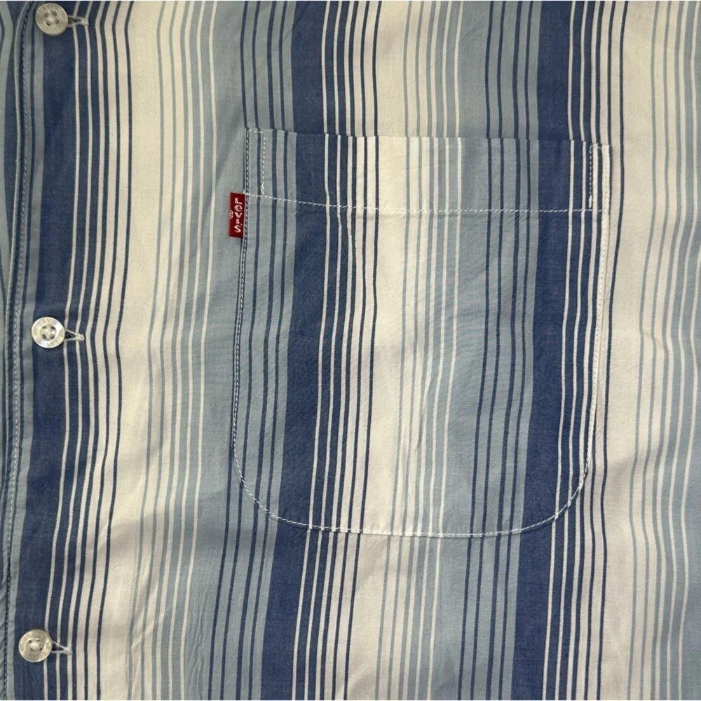 Levi’s Sunset Camp Short Sleeve Dobby Slub Stripe Shirt Light Blue  Size 3XL NWT